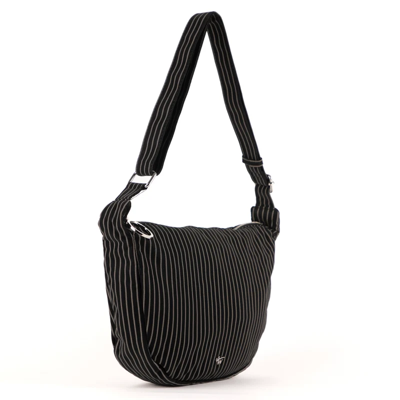 Striped crossbody hobo bag