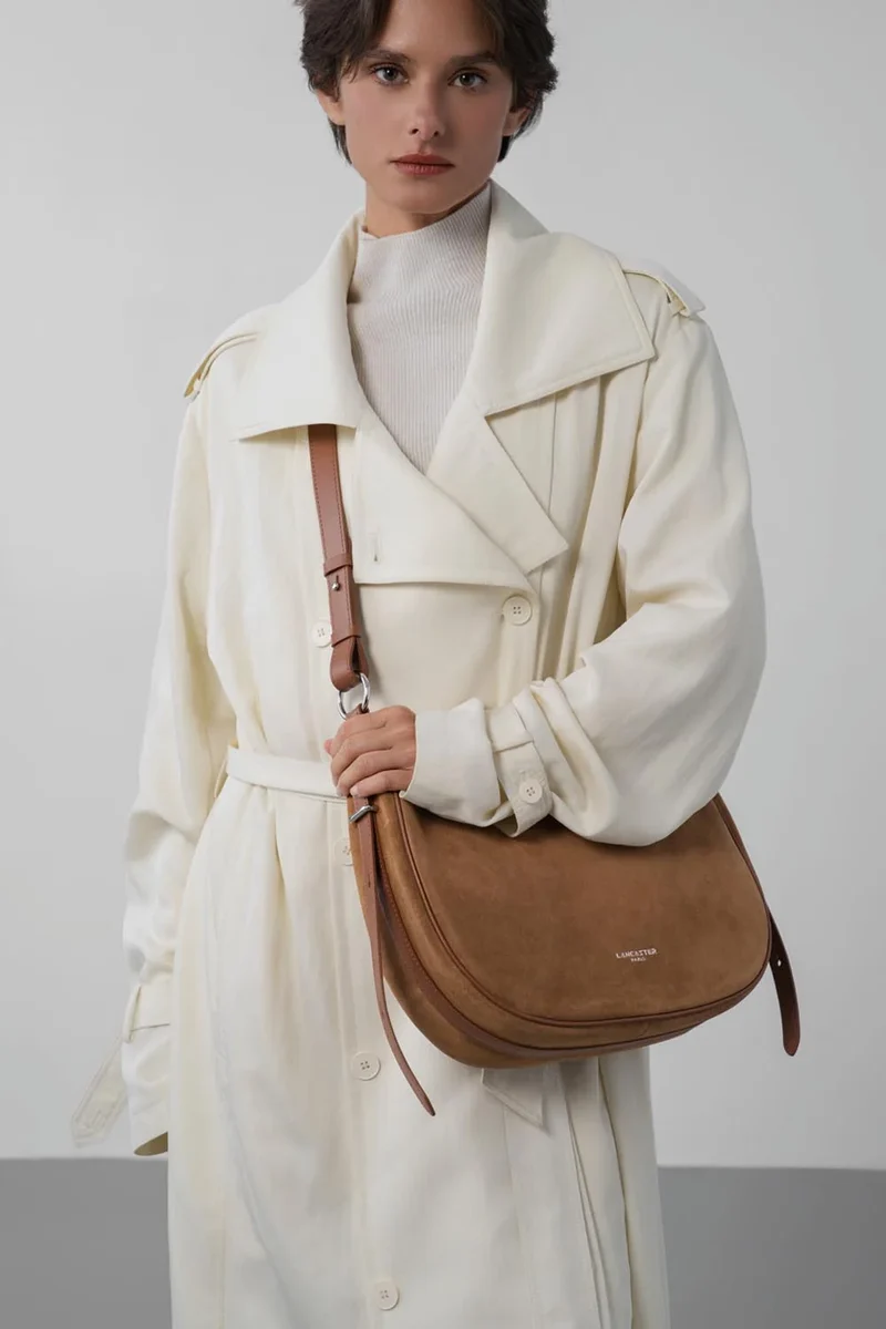 Grand Sac Besace Lancaster Suède 480-082 : Cuir Velours