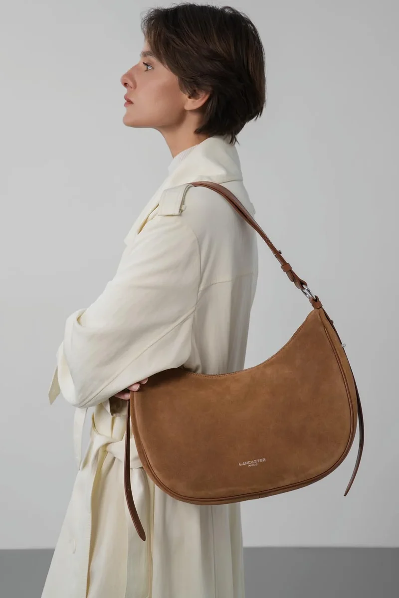 Grand Sac Besace Lancaster Suède 480-082 : Cuir Velours
