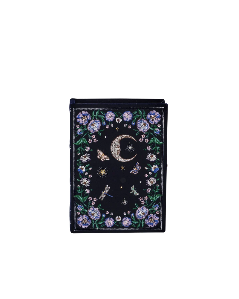Marianne Midnight Garden Embroidered Book Box in Navy Velvet