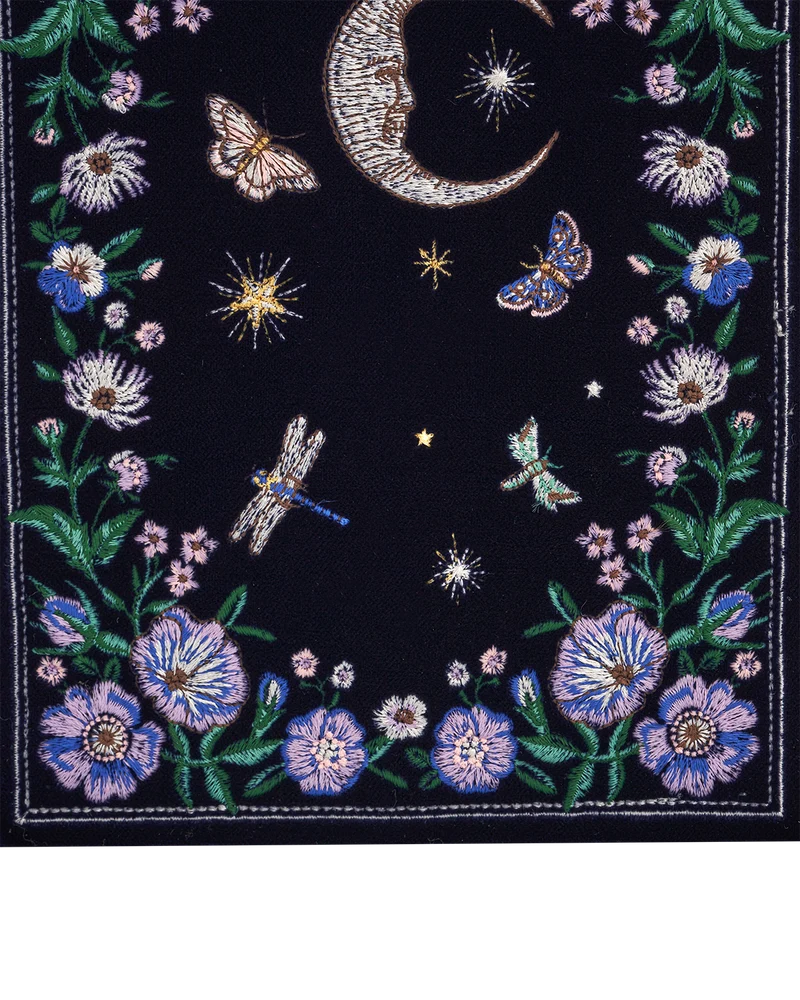 Marianne Midnight Garden Embroidered Book Box in Navy Velvet