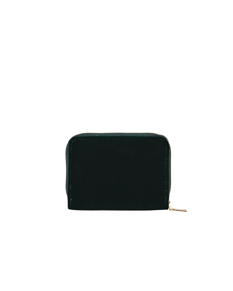 Hedgehog Embroidered Small Purse in Forest Green Velvet