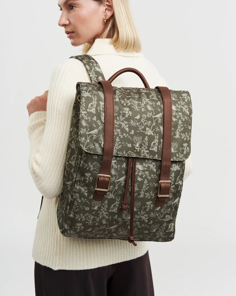 Flora Orla Scene Print Backpack in Khaki