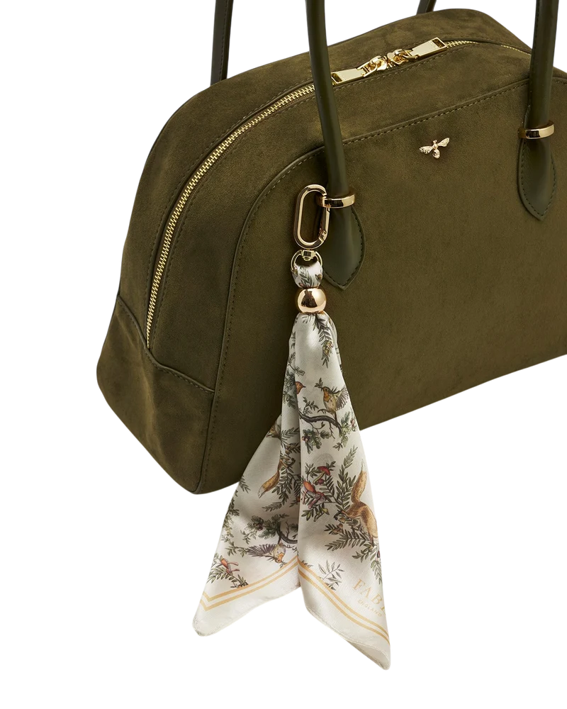 Amelia Faux Suede Shoulder Bag in Khaki