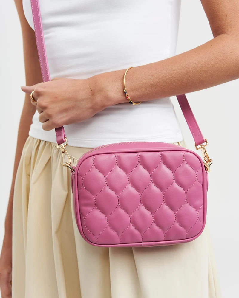 Alice Quilted Camera Bag in Rose Pink