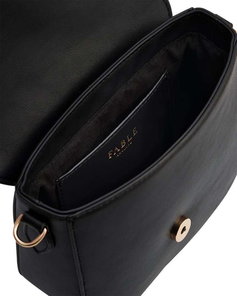 Beth Saddle Crossbody Bag in Black