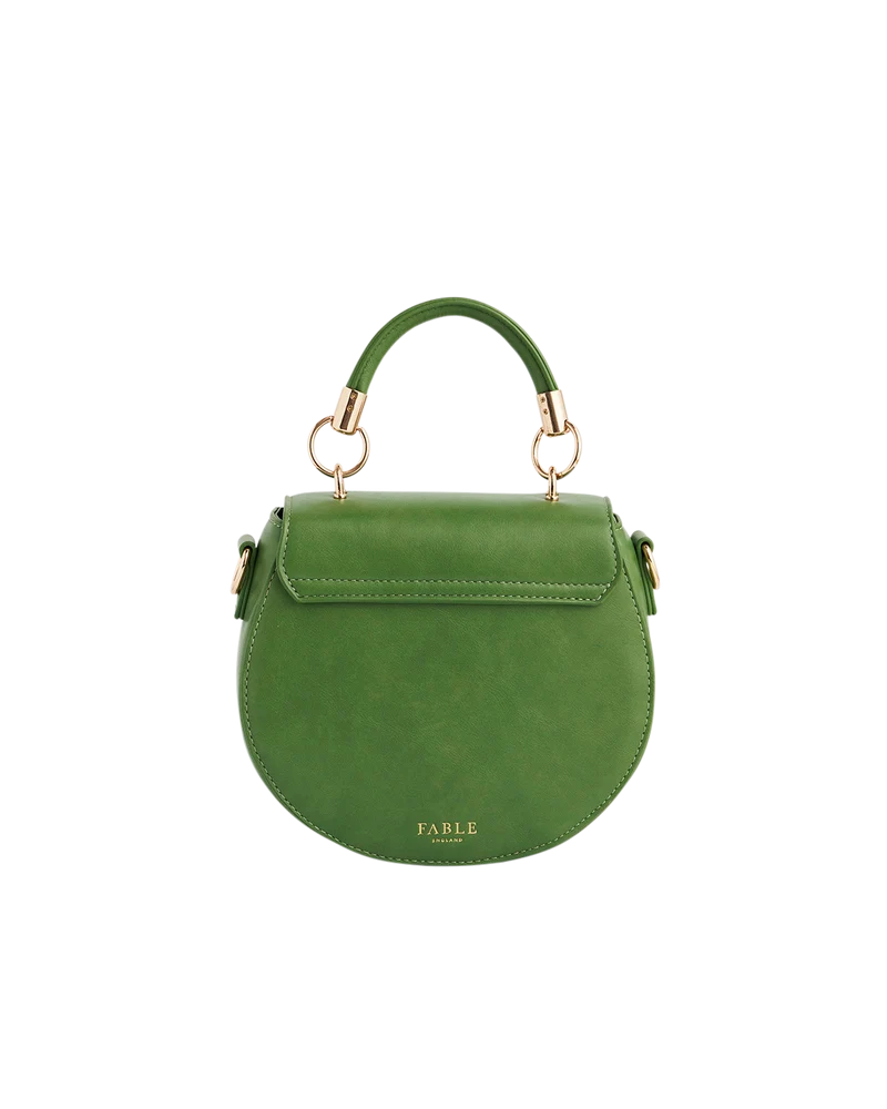 Green Fawn & Snail Embroidered Top Handle Saddle Bag