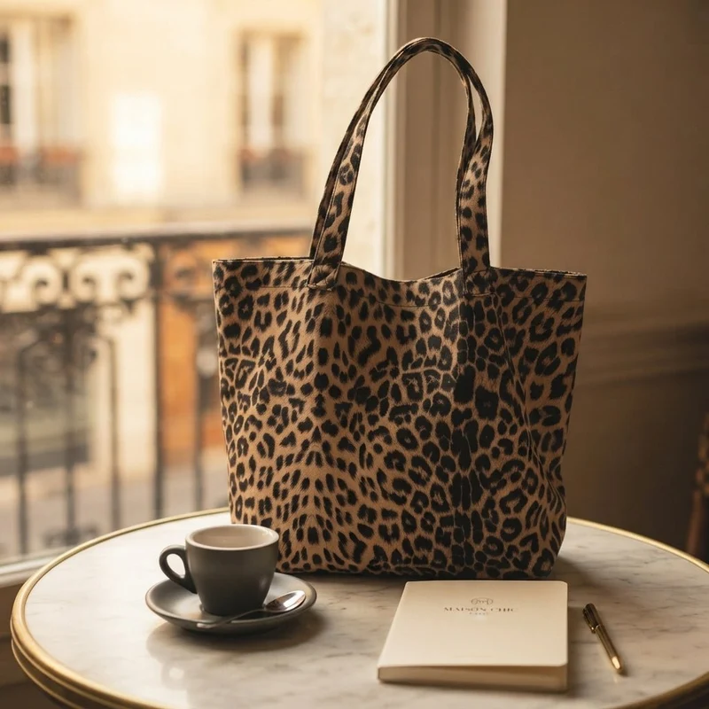 Sac Cabas Léopard Épaule Femme Shopping