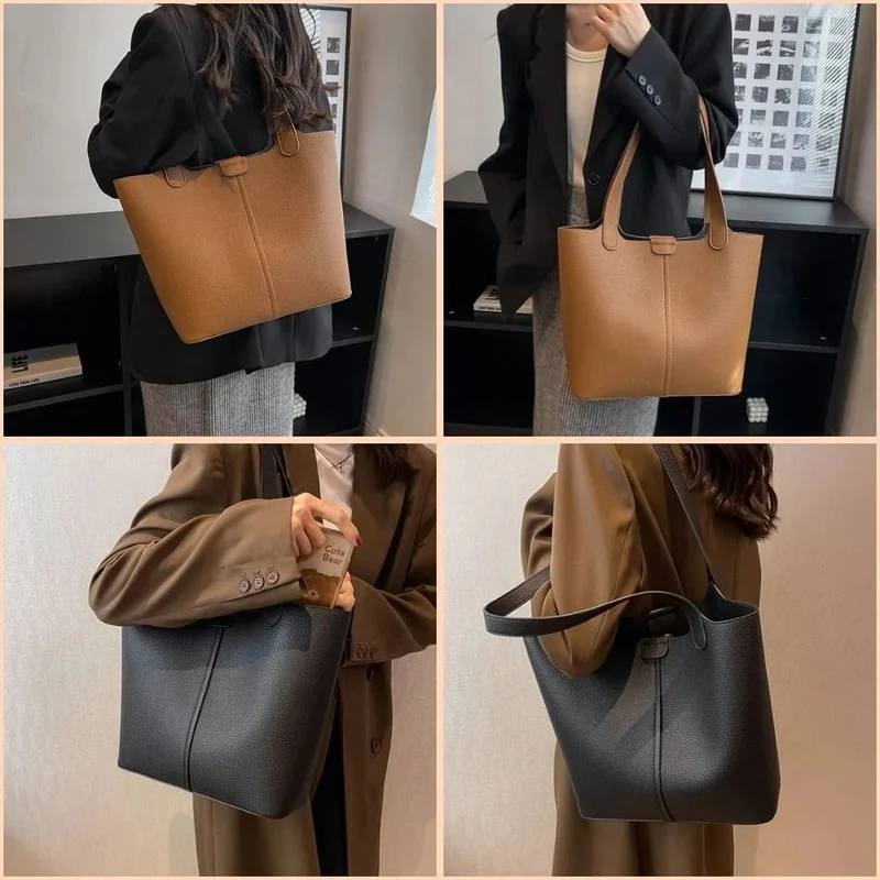 Sac cabas cuir souple bandoulière femme