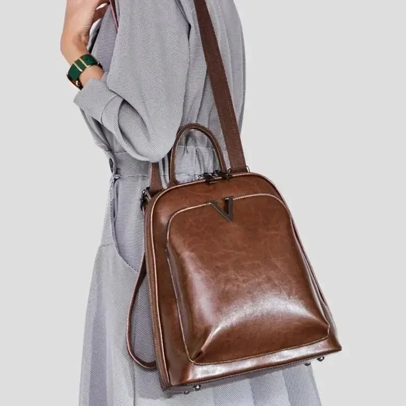 Sac à dos femme cuir artisanal huilé