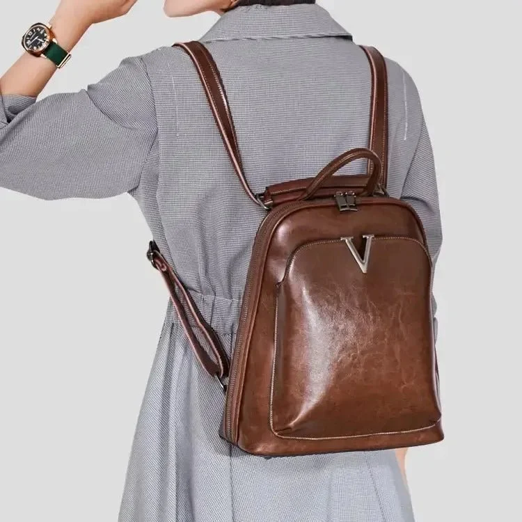 Sac à dos femme cuir artisanal huilé