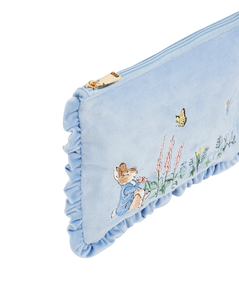 Fable England x Peter Rabbit Blue Velvet Embroidered Pouch