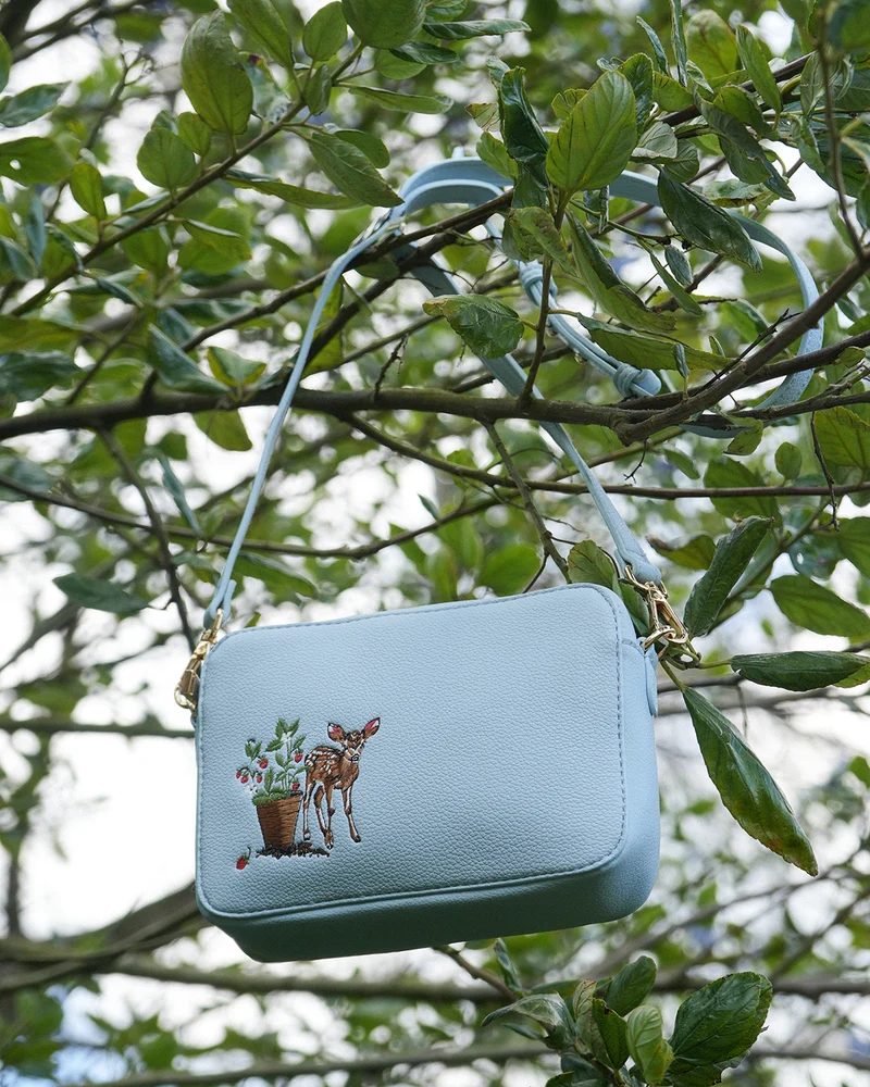 Charlotte Strawberry & Fawn Blue Embroidered Camera Bag