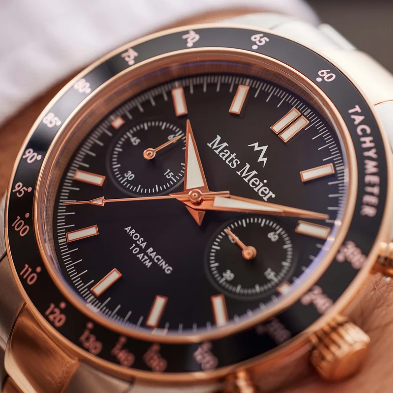 Mats Meier Arosa Racing Hommes Montre Or rose MM50006