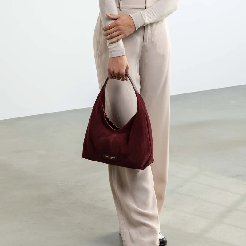 Isabel Bernard Honoré Grace Mini sac à main en suède bordeaux IB21132-152