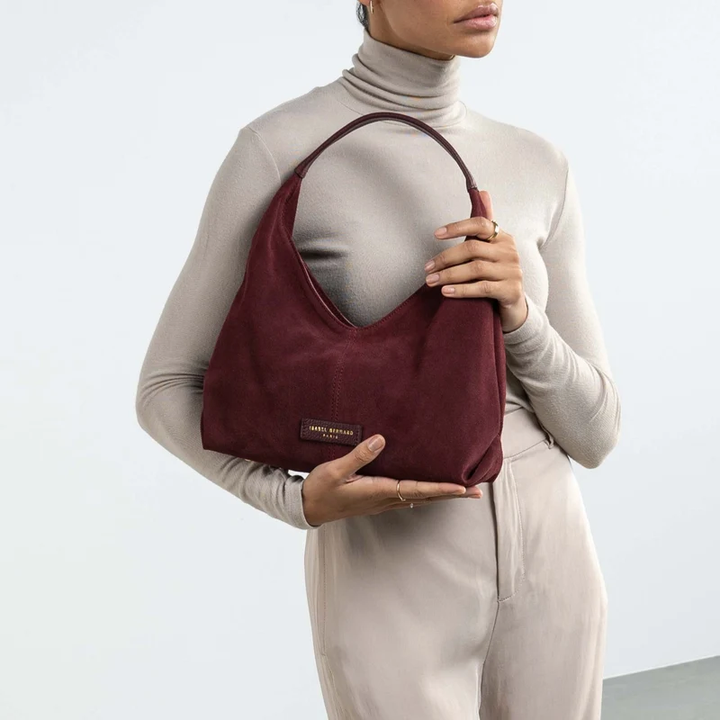Isabel Bernard Honoré Grace Mini sac à main en suède bordeaux IB21132-152