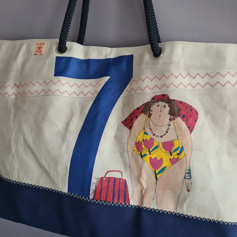 Cabas grand Navy "Baigneuse" Cécile Colombo