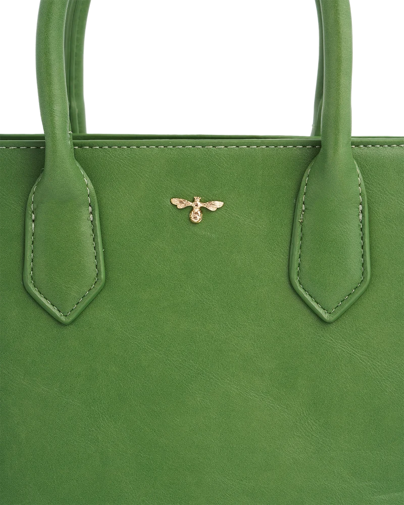 Green Garden Floral Structured Tote Bag Medium