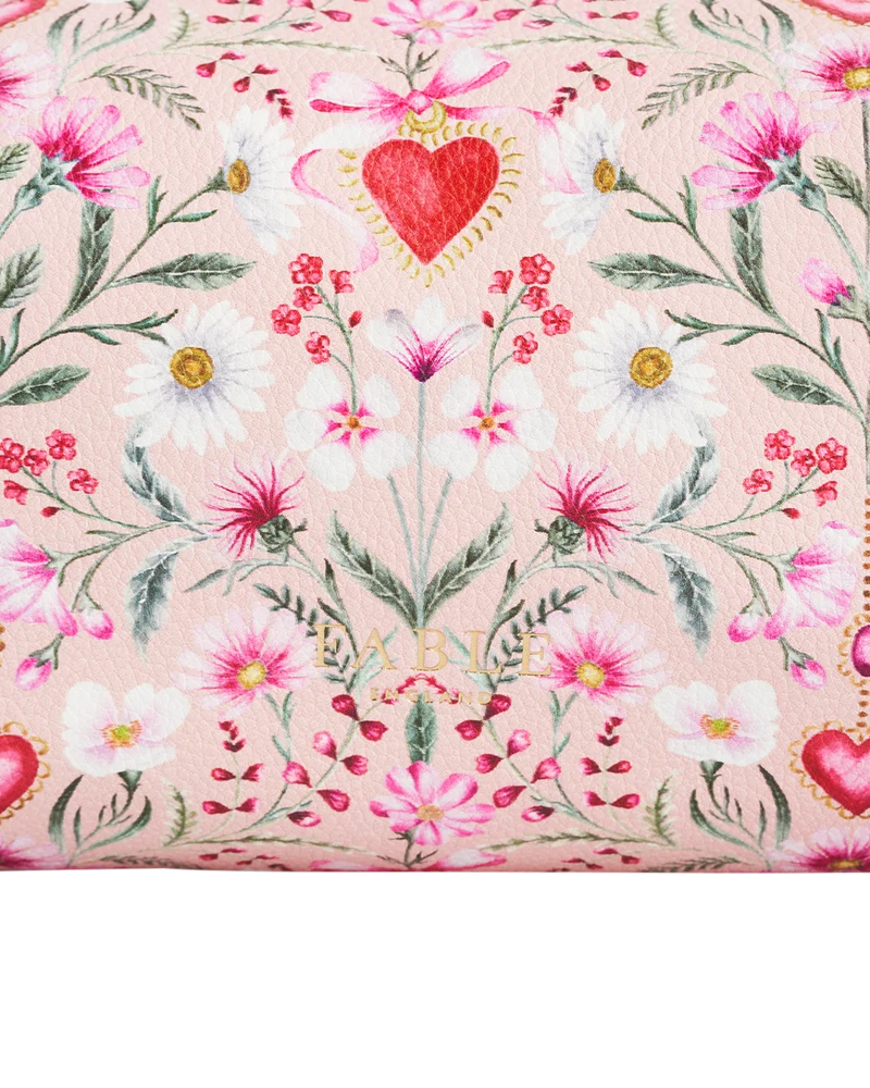 Penelope Floral Heart Pink Cosmetic Pouch