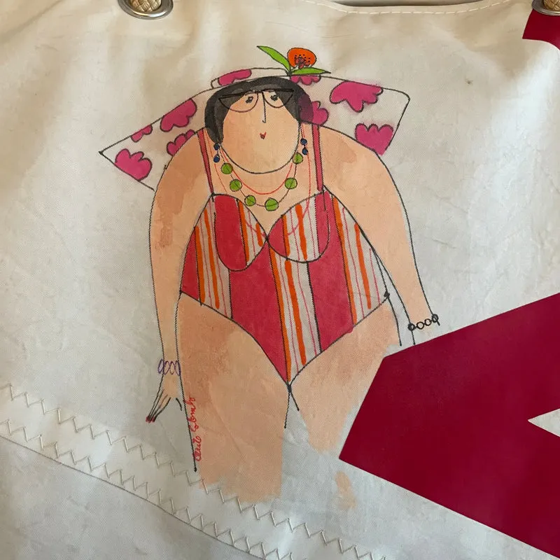 Cabas grand Cherry - Baigneuse par Cécile Colombo