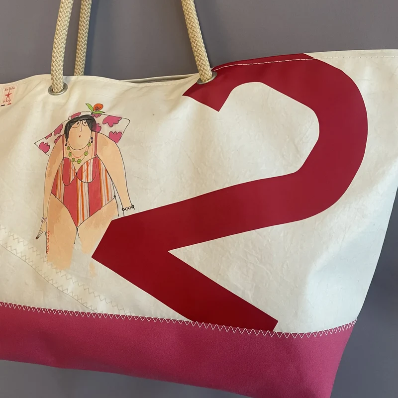 Cabas grand Cherry - Baigneuse par Cécile Colombo