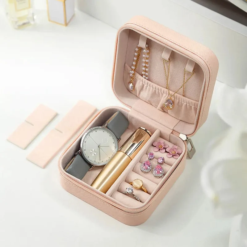 Boîte à Bijoux Voyage Carrée | Rangement Sécurisé Zippé