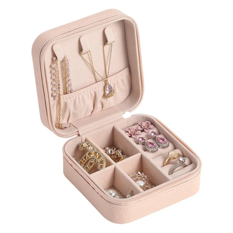 Boîte à Bijoux Voyage Carrée | Rangement Sécurisé Zippé