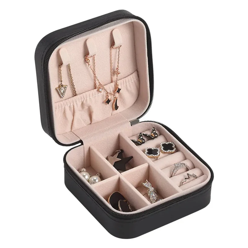 Boîte à Bijoux Voyage Carrée | Rangement Sécurisé Zippé
