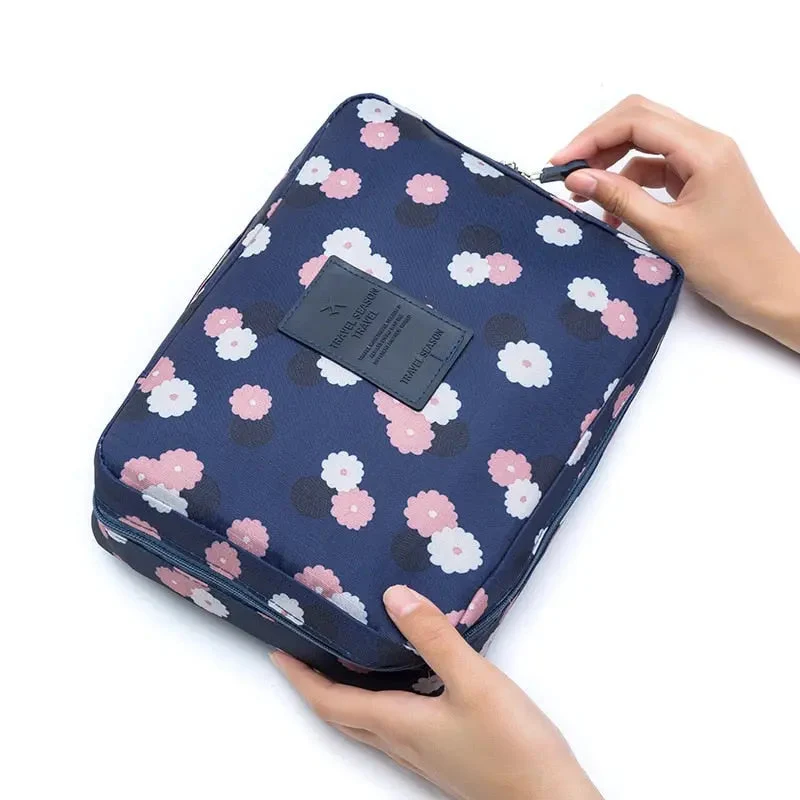 Trousse Maquillage Voyage Fleurs | Zip Étanche Nylon