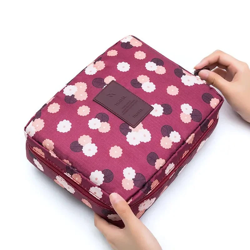Trousse Maquillage Voyage Fleurs | Zip Étanche Nylon