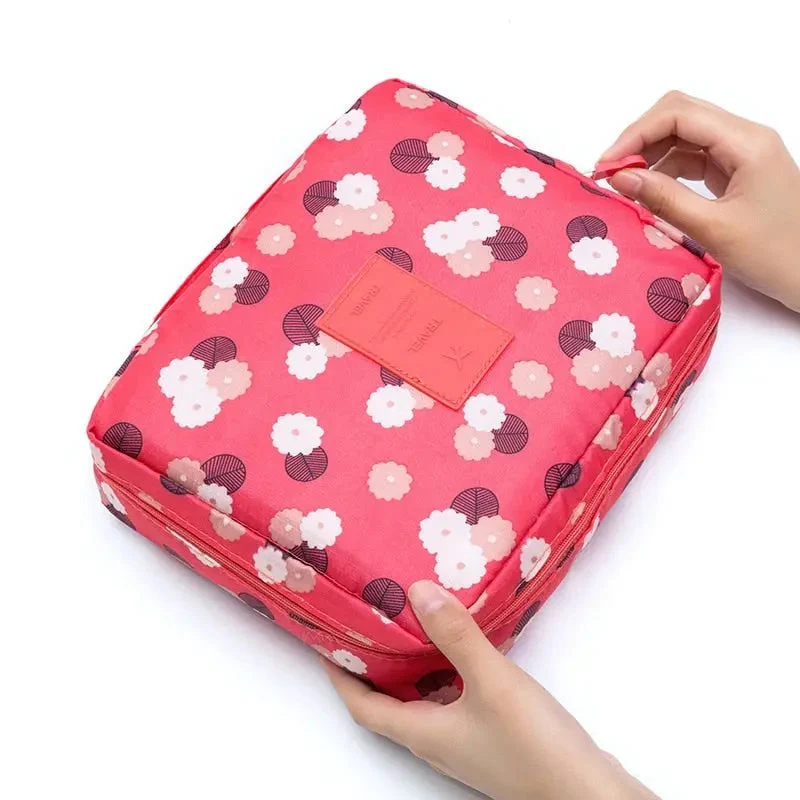 Trousse Maquillage Voyage Fleurs | Zip Étanche Nylon