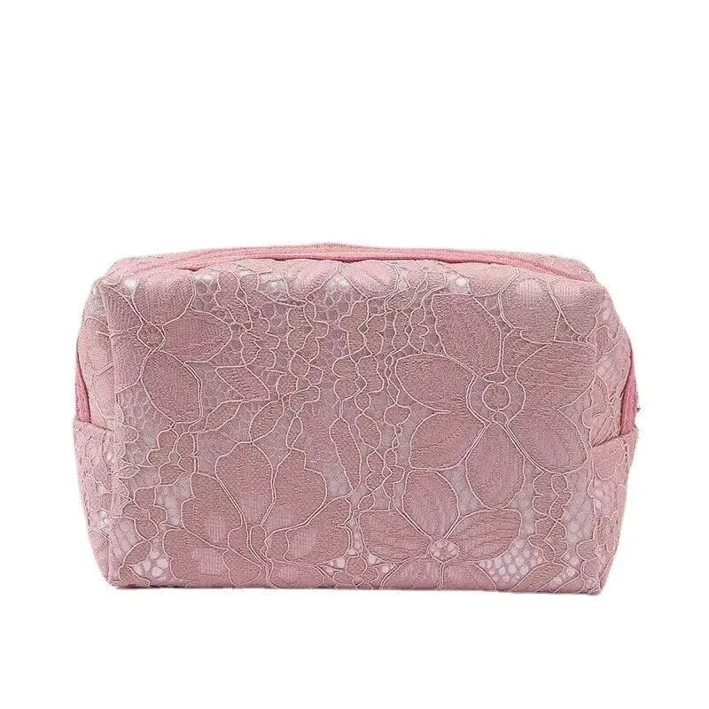 Trousse Maquillage Dentelle Rose | Idéale Voyages Élégants