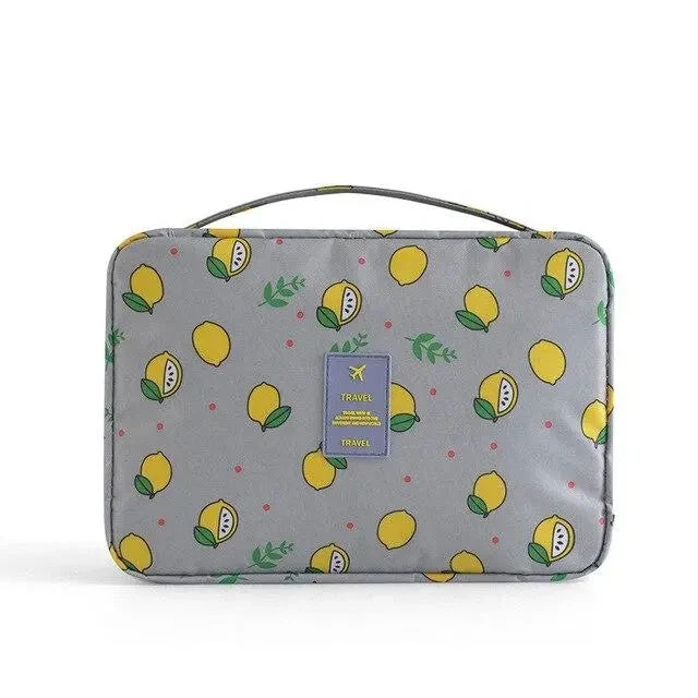 Trousse de Toilette Voyage Suspendue | Motif Citrons Waterproof
