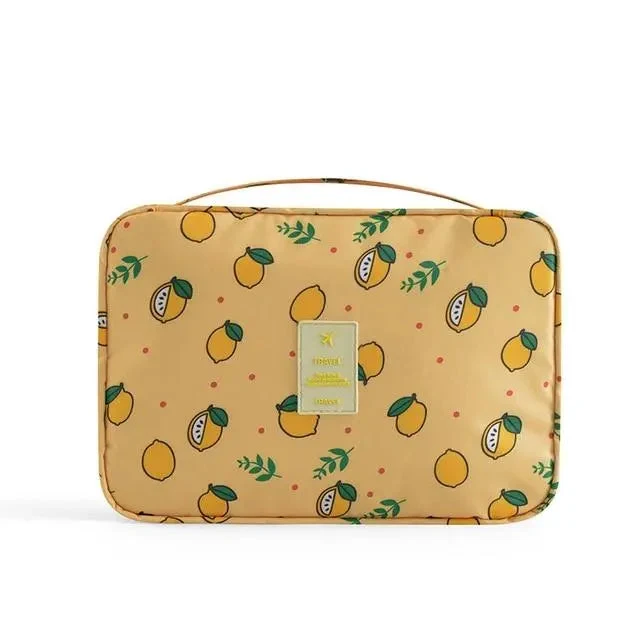 Trousse de Toilette Voyage Suspendue | Motif Citrons Waterproof
