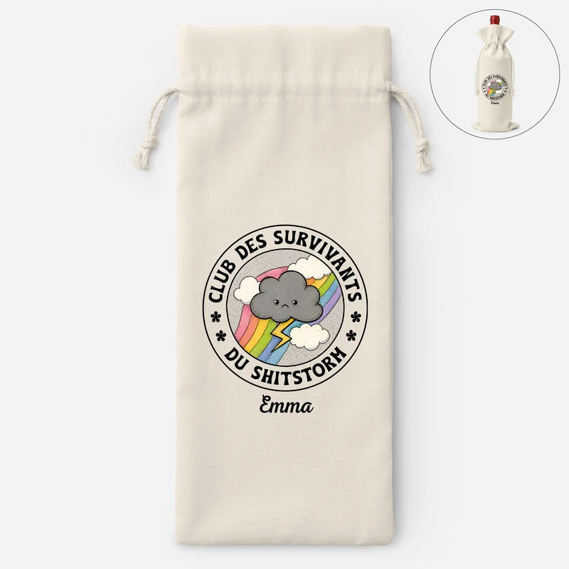 Équipe Certifiée Anti-shitstorm - Sac Bouteille De Vin Personnalisé Avec Humour