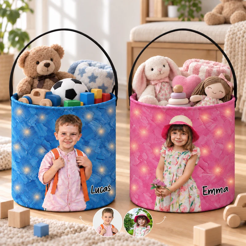 Cadeau Pour Enfant Avec Photo Générée Par IA - Sac Seau Lumineux LED Personnalisable