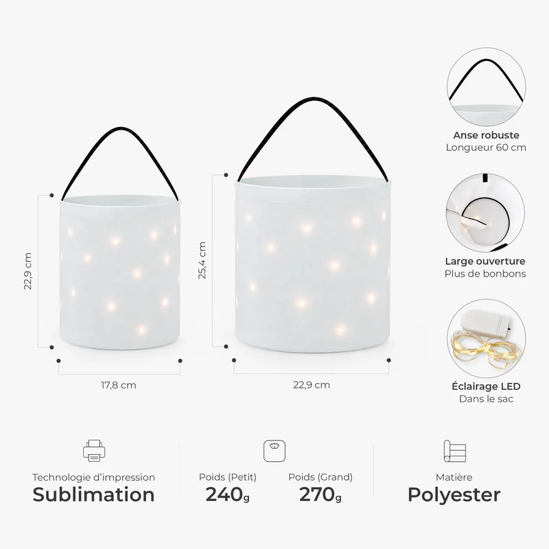 Cadeau Pour Enfant - Seau Bonbons Halloween Personnalisable LED