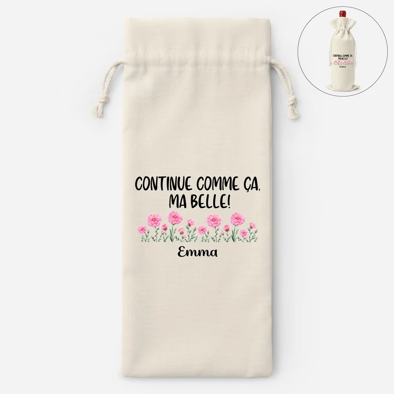 Continue Comme Ça - Sac Bouteille De Vin Personnalisé Femme Thème Jardin