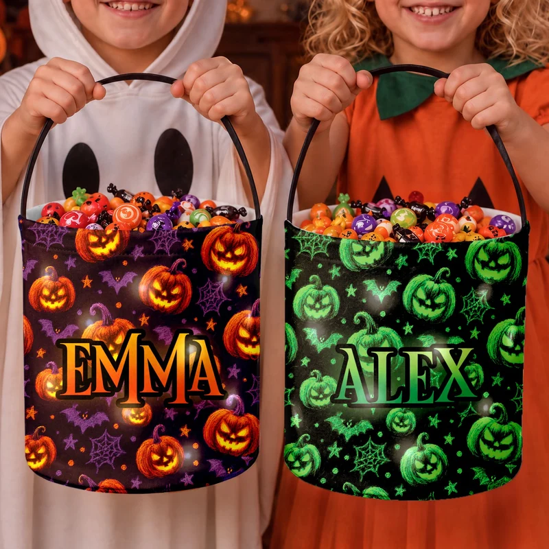 Accessoire d'Halloween Pour Enfant - Panier Halloween Lumineux LED Personnalisé