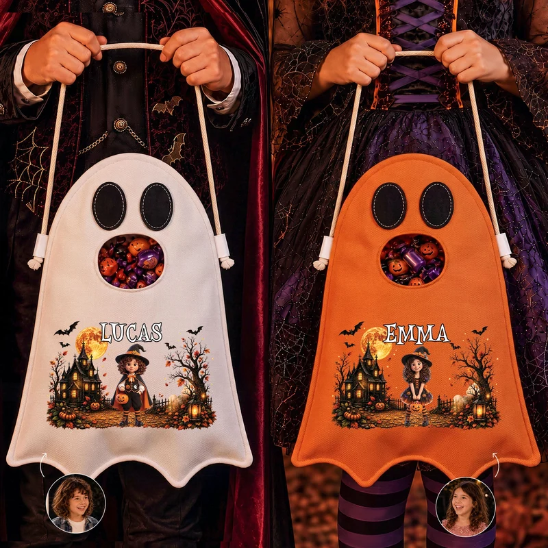 Style Cartoon - Sac Fantôme Personnalisable Halloween Avec Photo