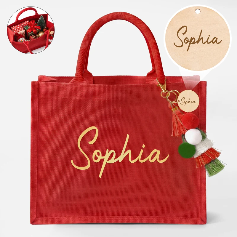 Cadeau Original De Noël - Sac De Noël Personnalisable Avec Breloque Pour Femme Et Homme