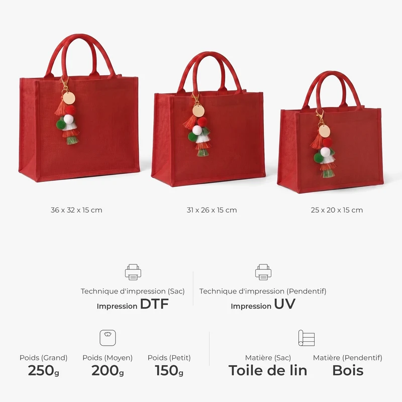 Cadeau Original De Noël - Sac De Noël Personnalisable Avec Breloque Pour Femme Et Homme