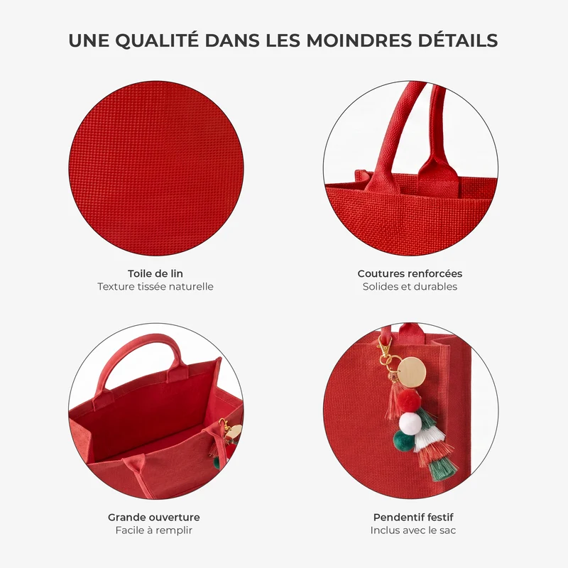 Cadeau Original De Noël - Sac De Noël Personnalisable Avec Breloque Pour Femme Et Homme