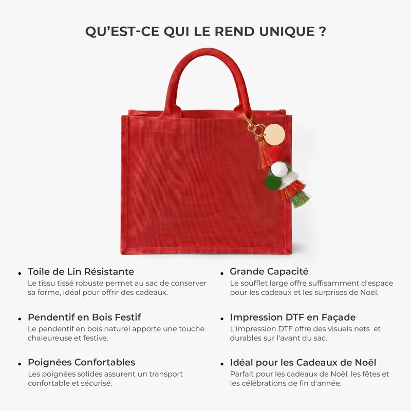 Cadeau Original De Noël - Sac De Noël Personnalisable Avec Breloque Pour Femme Et Homme
