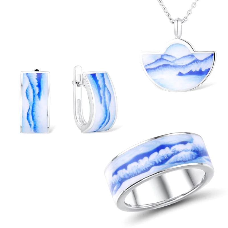 Ensemble Boucles d Oreilles, Bague et Pendentif Femme