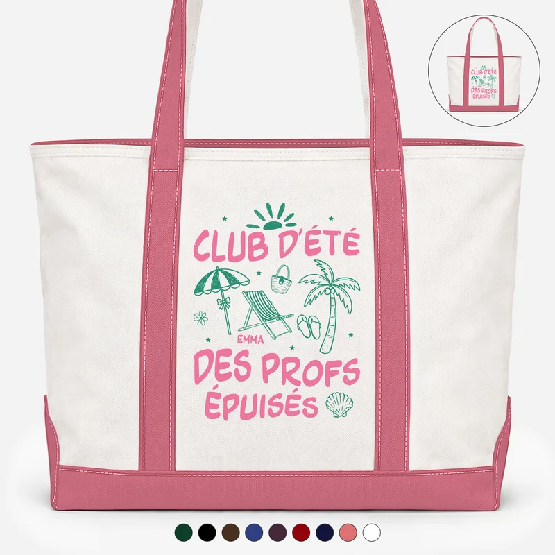 Club Des Profs Fatigués - Tote Bag Personnalisé Maîtresse En Toile Été