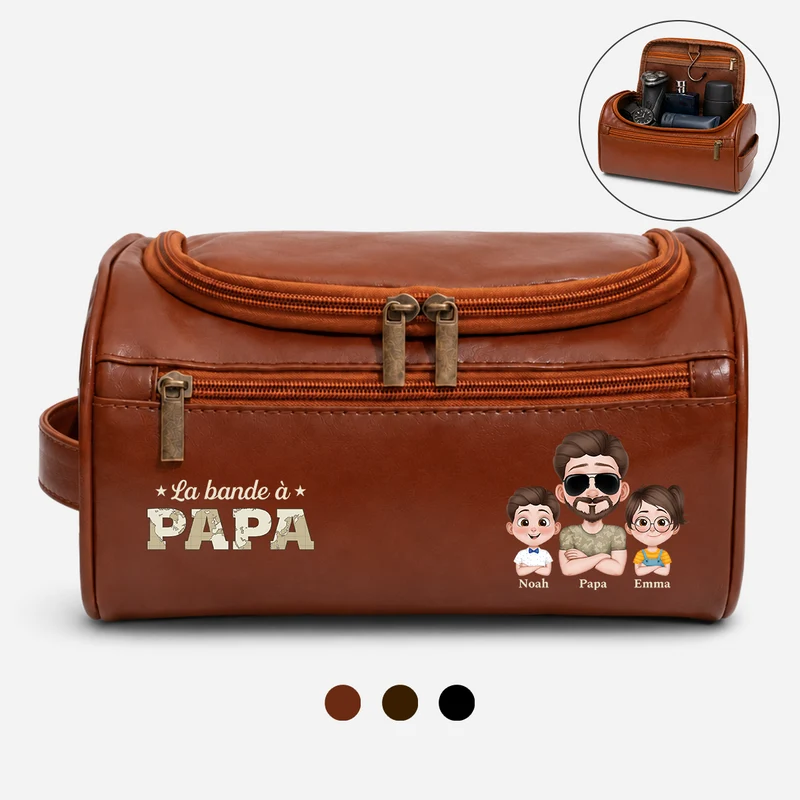 La Bande À Papa Et Papy Cool - Trousse De Toilette En Cuir Personnalisée