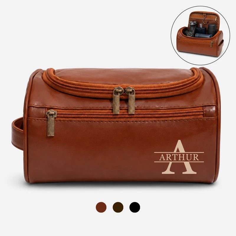 Cadeau Original Pour Homme - Trousse De Toilette Cuir Personnalisable