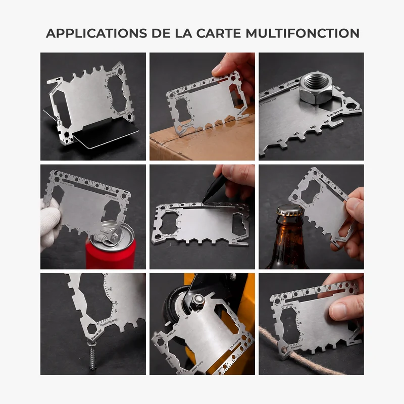 On T'aime Papa Papy - Carte De Survie Multifonction Personnalisée Avec Étui En Cuir