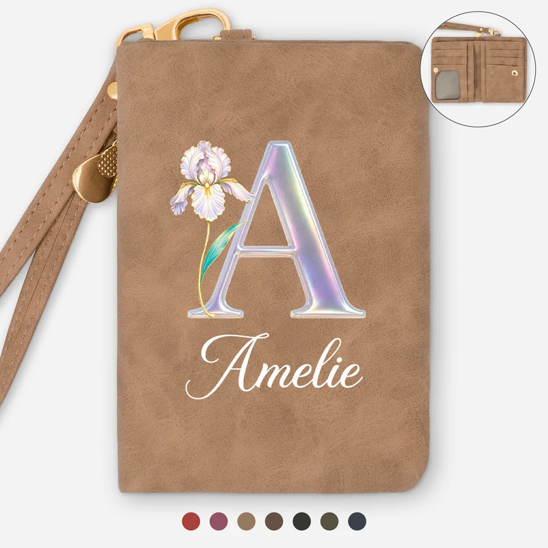 Cadeau Femme Original Avec Fleur De Naissance - Portefeuille Trois Volets Personnalisé